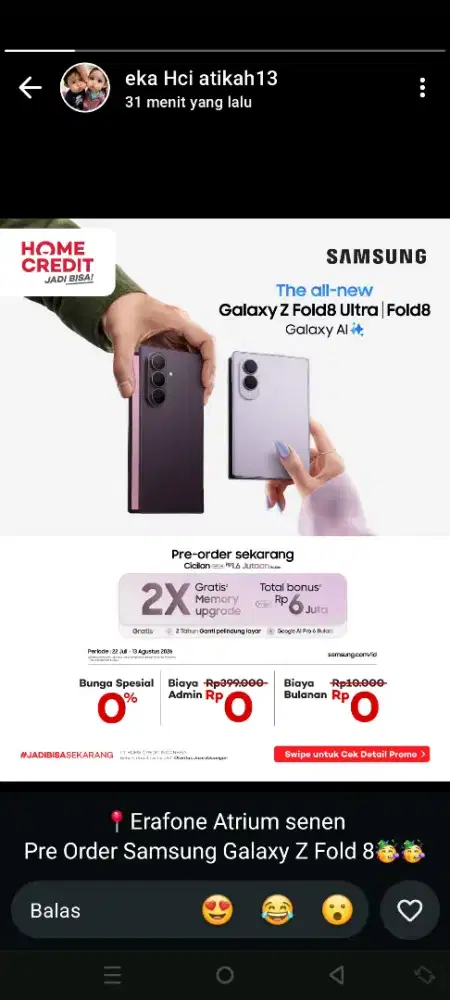 Samsung Galaxy ZFold8 Ultra 256 upgrade ikut PO 512