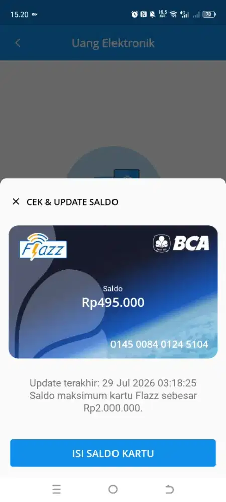 Kartu fleet flazz bca