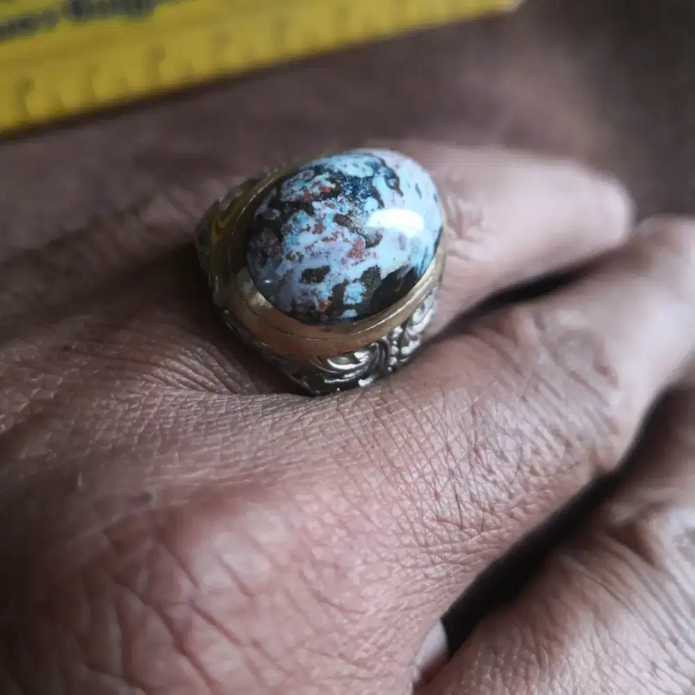 Cincin batu bacan doko albino ring alpaka 8