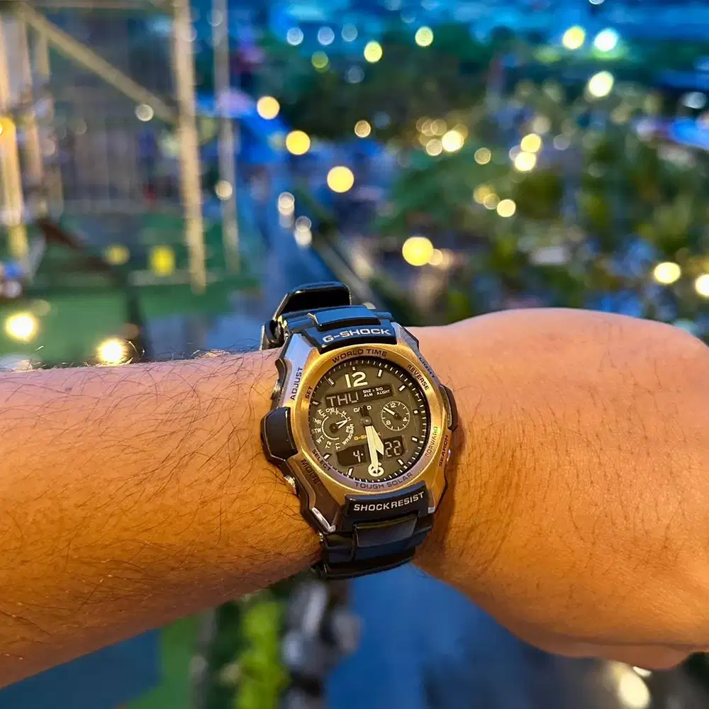 Jam tangan G-shock gshock g1500b g-1500B-5A gravity defier pilot gold