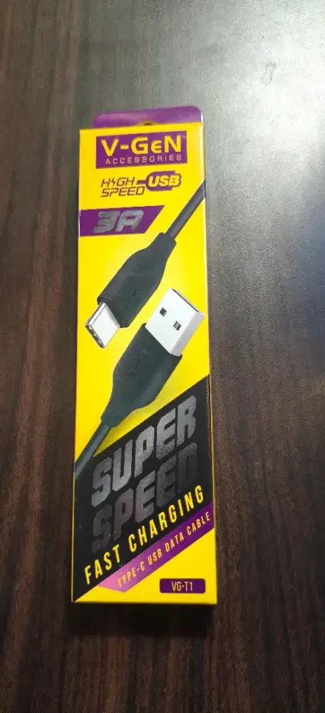 V-GeN VG-T1 kabel data USB Type-C fast charging 3.0A panjang 1 meter