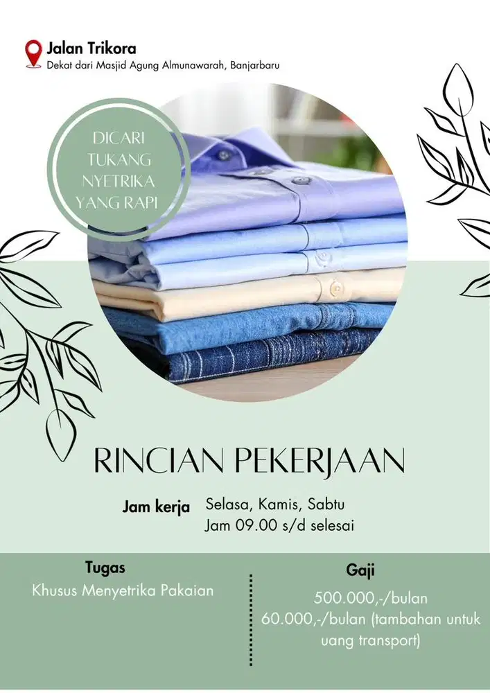 Asisten Rumah Tangga (ART) - Menyetrika (pakaian pribadi)