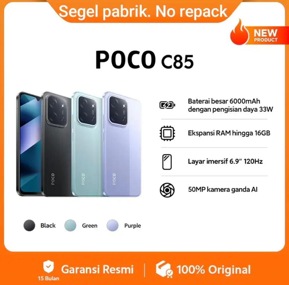 Poco C85 6/128. Baru. Segel pabrik. Garansi resmi 15 bulan
