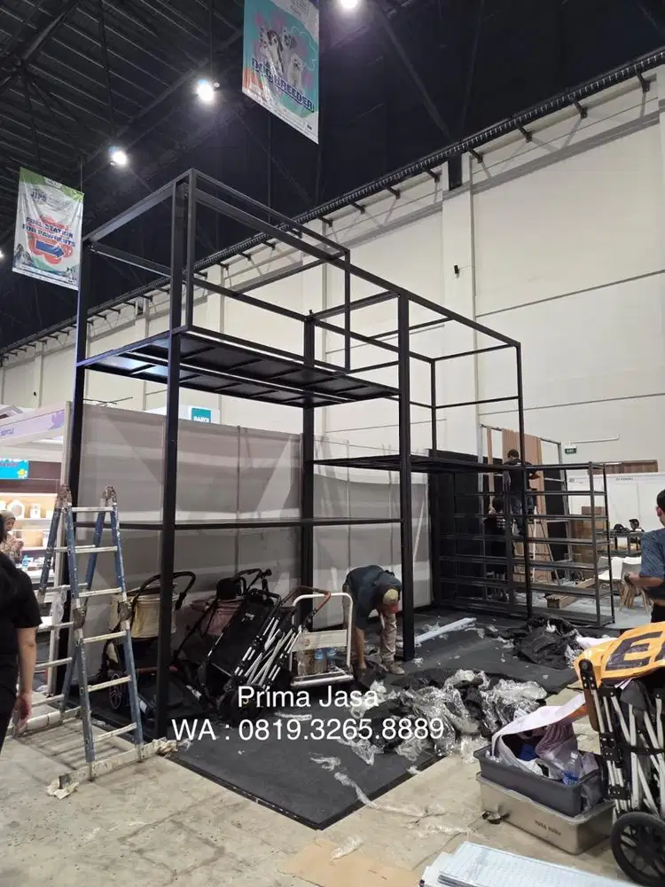 Jasa pembuatan rak display pameran, railing tangga, kanopi