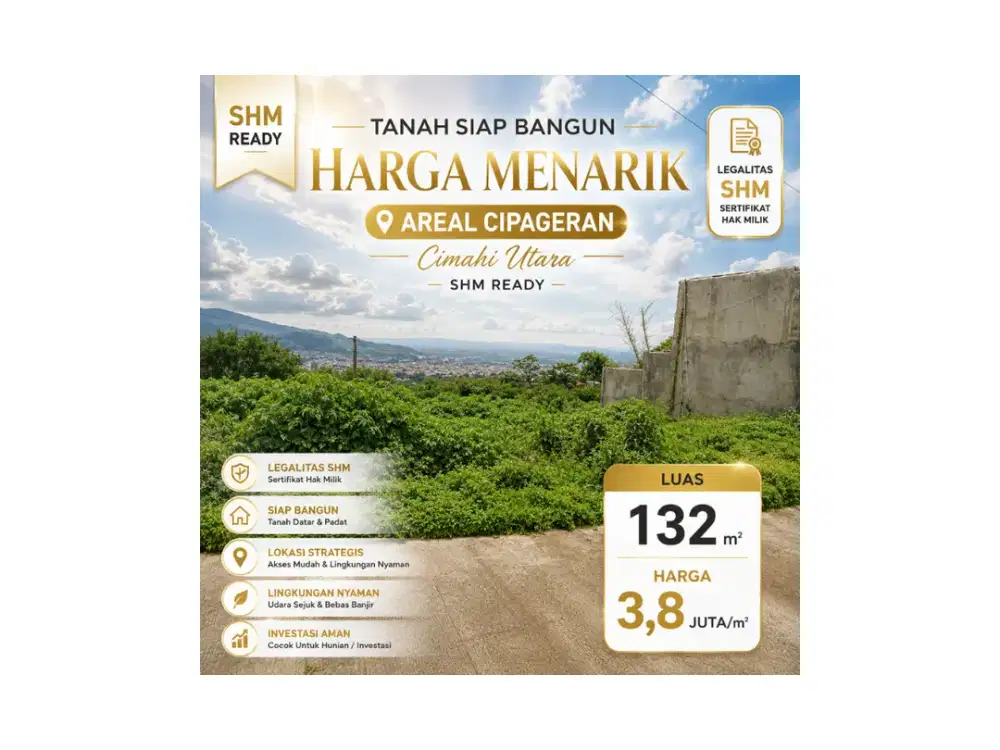 Tanah Siap Bangun Dekat Puskesmas Cipageran Legalitas SHM