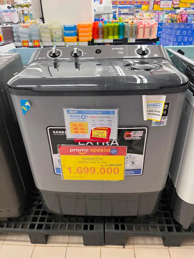 Mesin cuci sanken 8-9kg free 2x angsuran hci garansi resmi