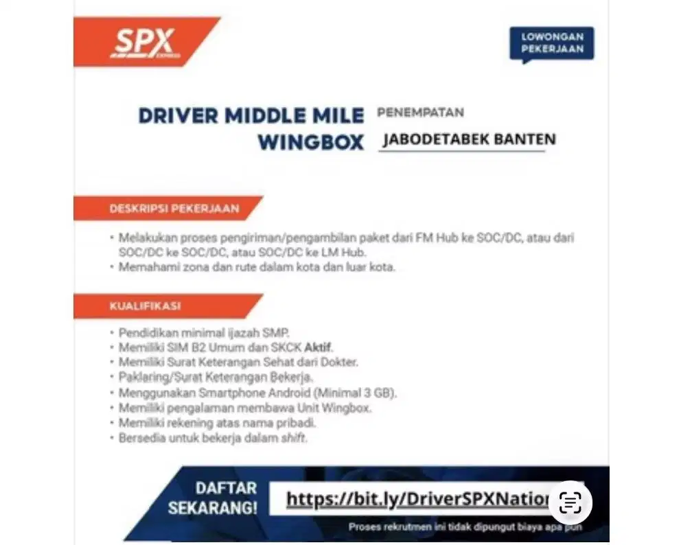 Di butuhkan segera driver untuk sim B polos sampai dengan B2 umum