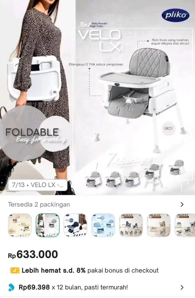 Kursi Makan Bayi Pliko Velo LX