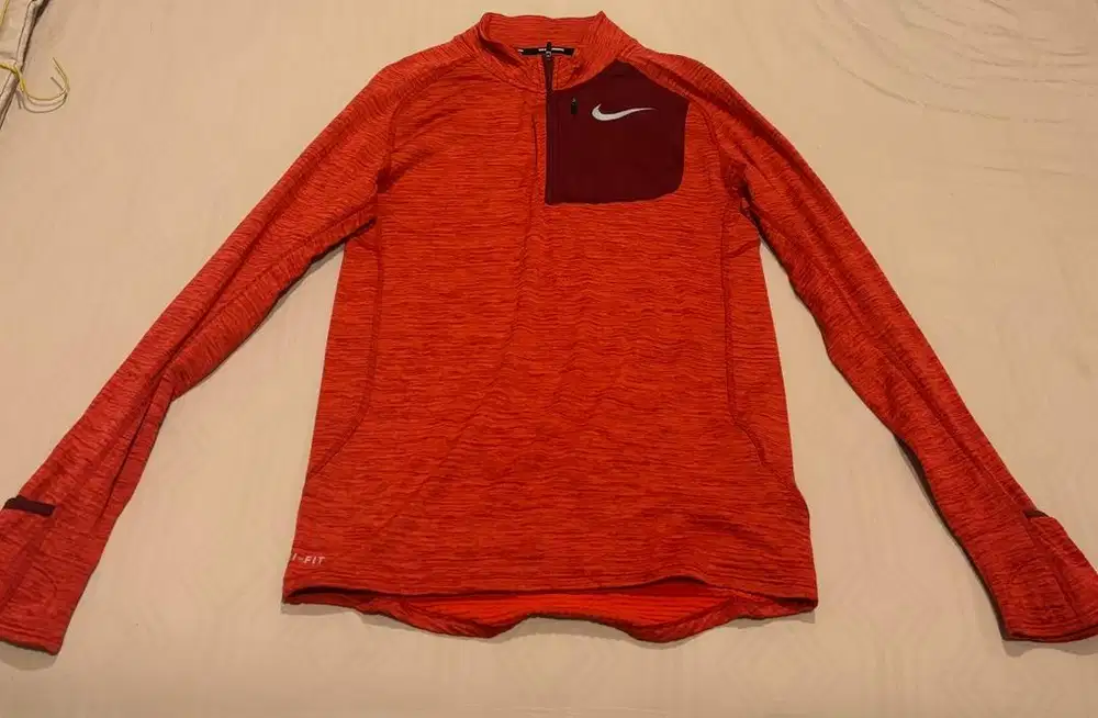 Baju Sport Nike Therma Sphere Running Half Zip Red Original Size S