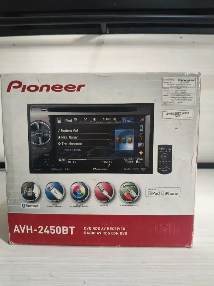 Dijual Head Unit Pioneer AVH-2450BT Original