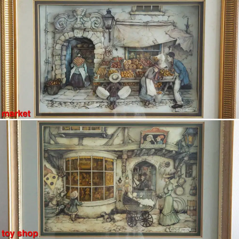 Anton Pieck Toy Shop 3D Paper Shadow Box Art Framed Print  / Lukisan