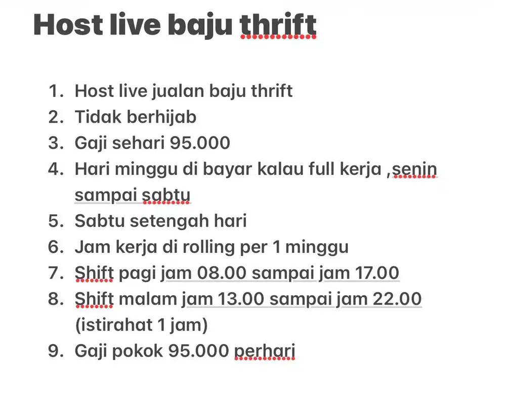 Di butuhkan host live berpengalaman baju thrift