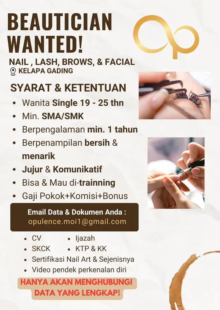 Beautician (Nail, Brows, Lash & Facial)