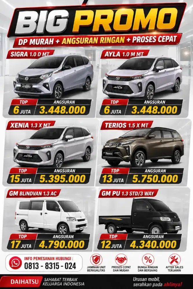 Big Promo DP Ringan Anguran Terjangkau Proses Kredit di bantu