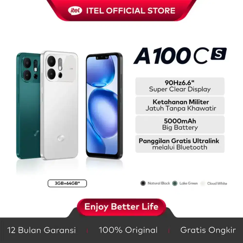 itel A100Cs RAM 3+5GB ROM 64GB 90Hz 5000mAh Android 15 Harga Murah