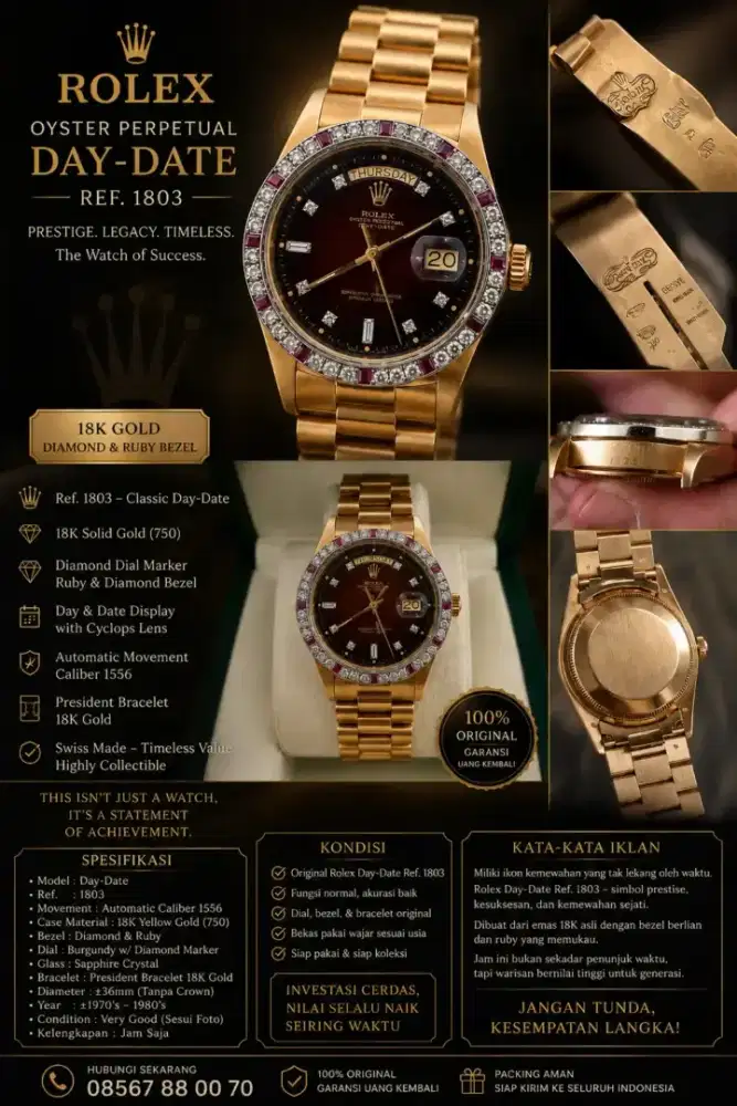 Rolex day date president 18K Gold ref 1803 khusus kolektor