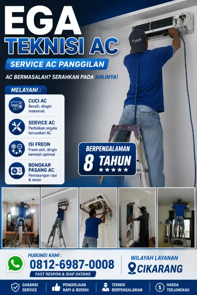 Service AC Cikarang | EGA Teknisi AC berpengalaman 8 tahun
