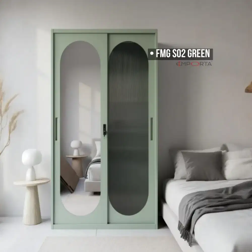 Lemari Pakaian Besi Pintu Sliding Importa FMG S03 Green