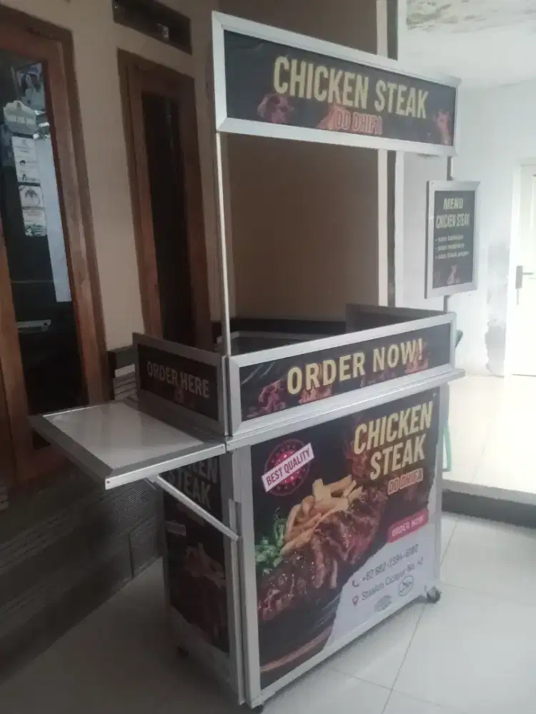 Gerobak jualan praktis/meja portable lipat