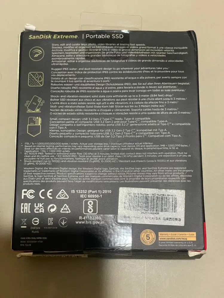 SanDisk Extreme Portable SSD 4TB USB-C Original Fullset Like New