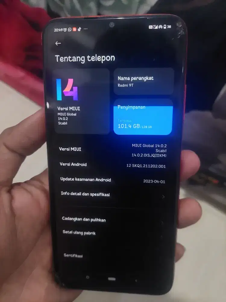 Redmi 9t 6/128 minus siap pakai