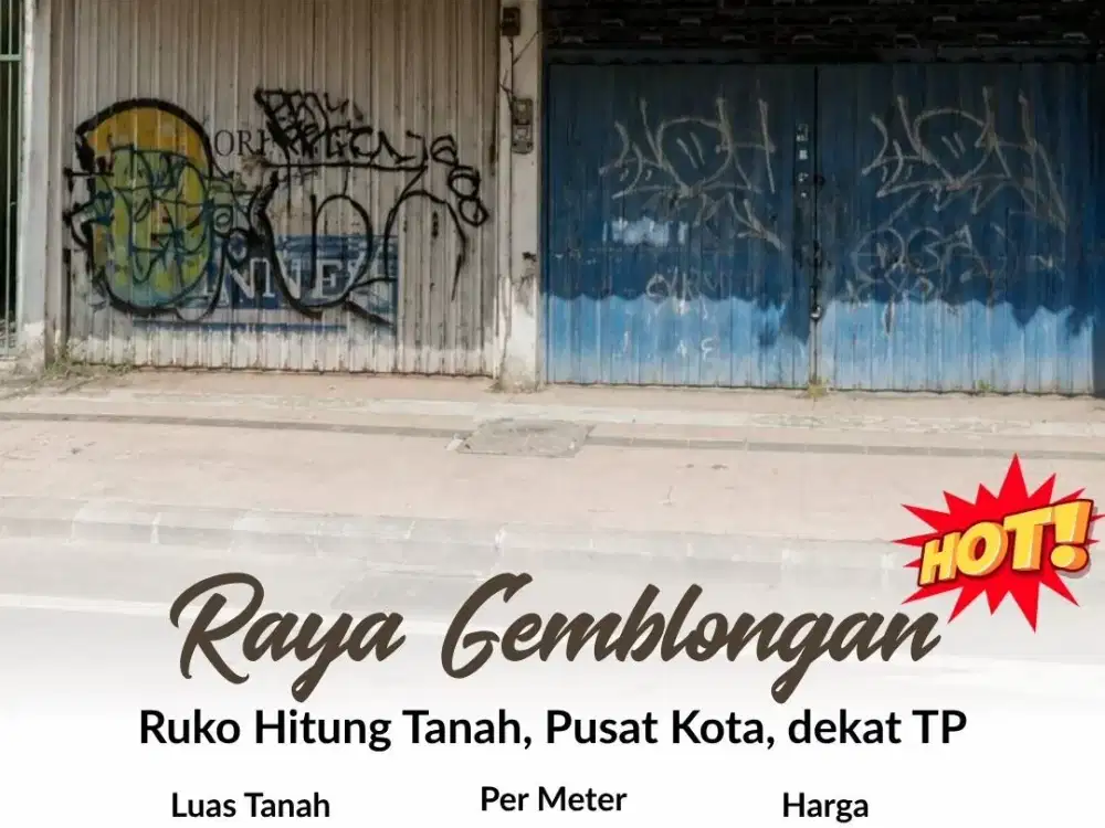 Ruko Hitung Tanah, Raya Gemblongan, Pusat Kota, Murah