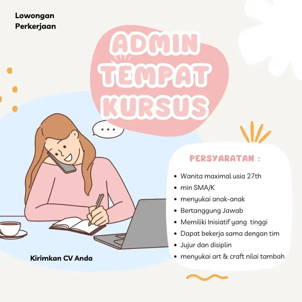 Dicari Admin Tempat Kursus