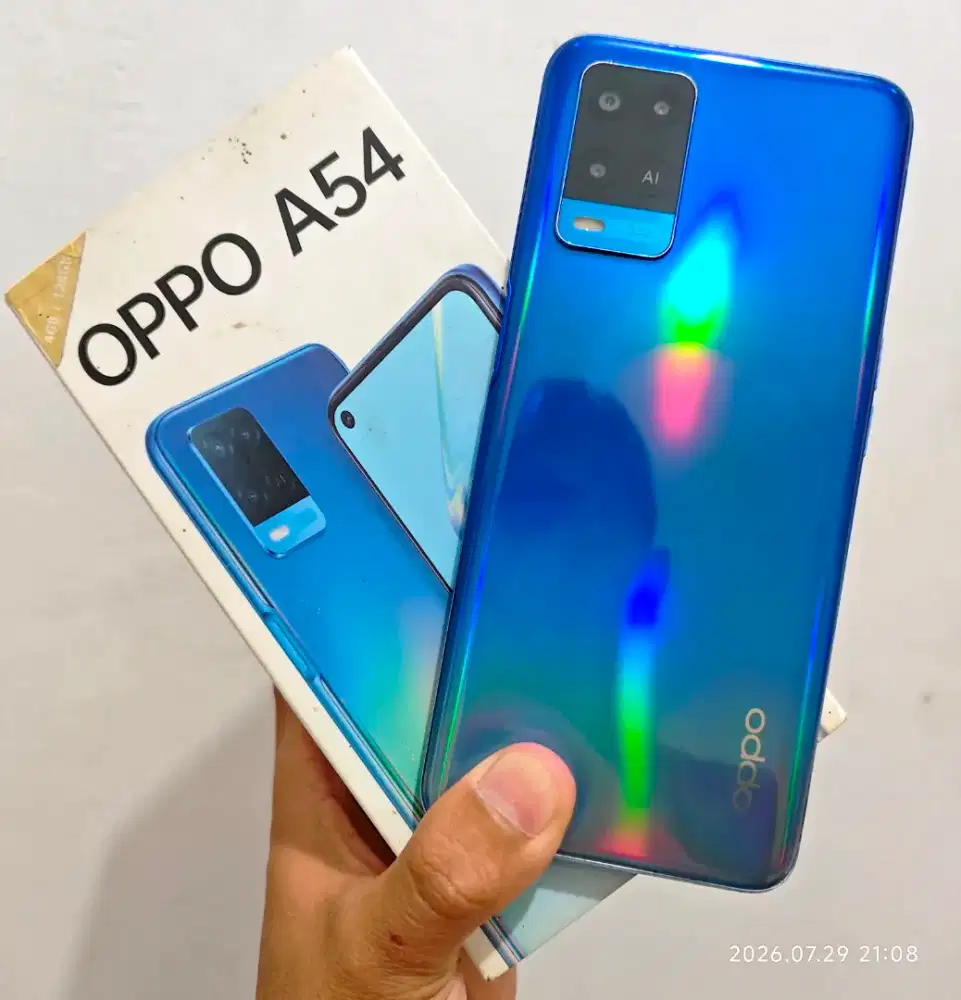 Oppo A54 4G 4/128 Gb Mulus 95% Ex Resmi Fullset charger Olike bs TT/BT