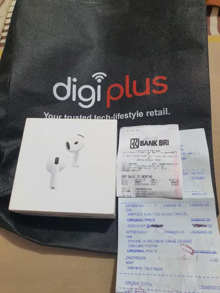 Airpods 4 with ANC garansi digimap 1 tahun ads nota pembelian