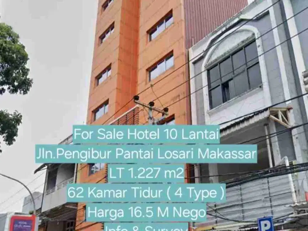 Dijual Hotel 10 lantai di Jl. Penghibur Makassar