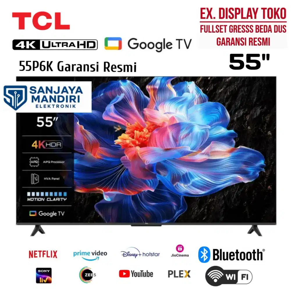 TCL 4K UHD 55 Inch GOOGLE TV 55P6K HDR10 AIPQ Dolby Audio NEFLIX