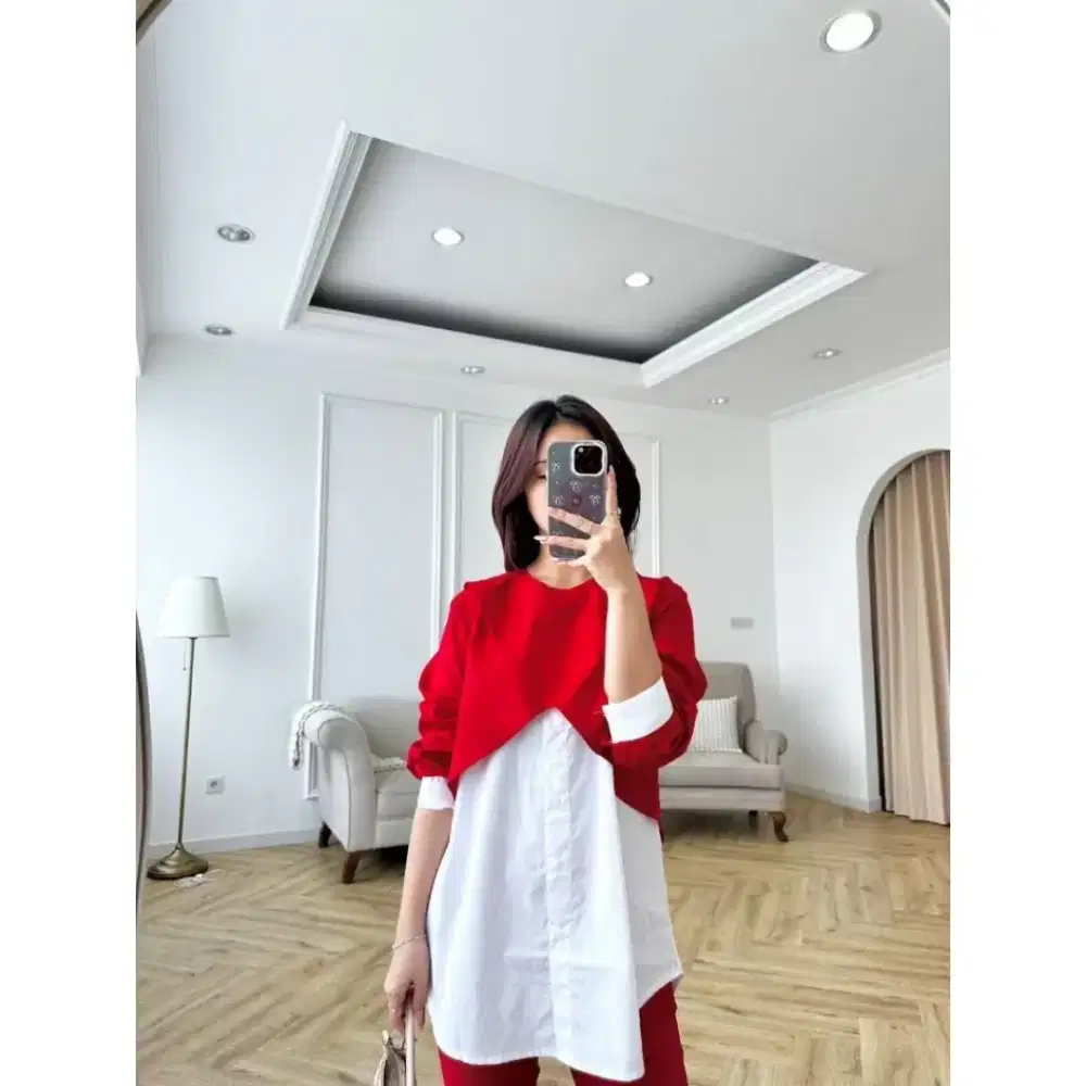Atasan set merah putih