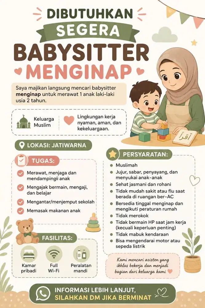Dibutuhkan BABY SITTER MENGINAP