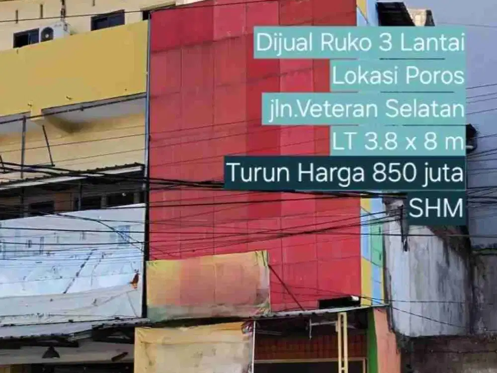 Di Jual Ruko 3 lt, Jl. Veteran Selatan