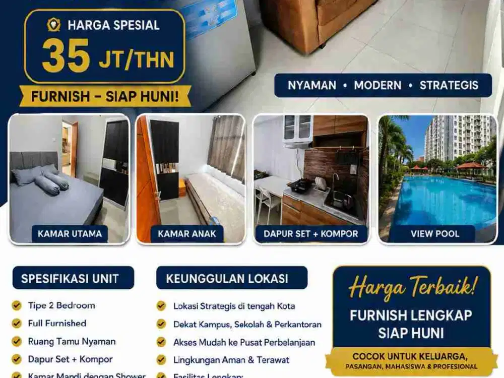 gunawangsa tidar 2 kamar furnish murah pusat kota dekat tunjungan plaza tengah kota surabaya pusat