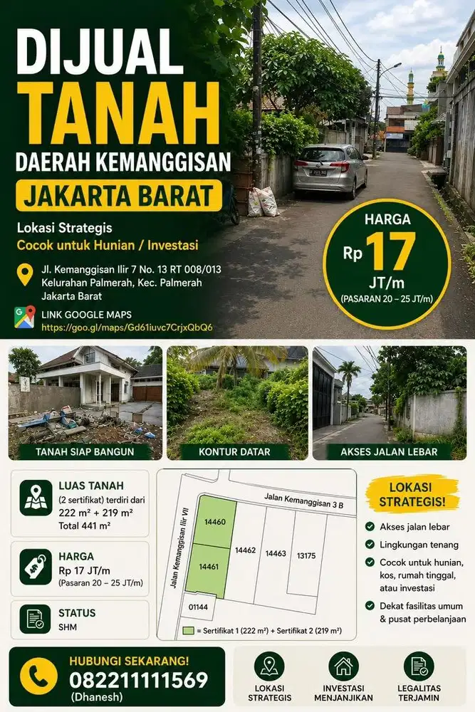 DIJUAL TANAH KEMANGGISAN JAKARTA BARAT