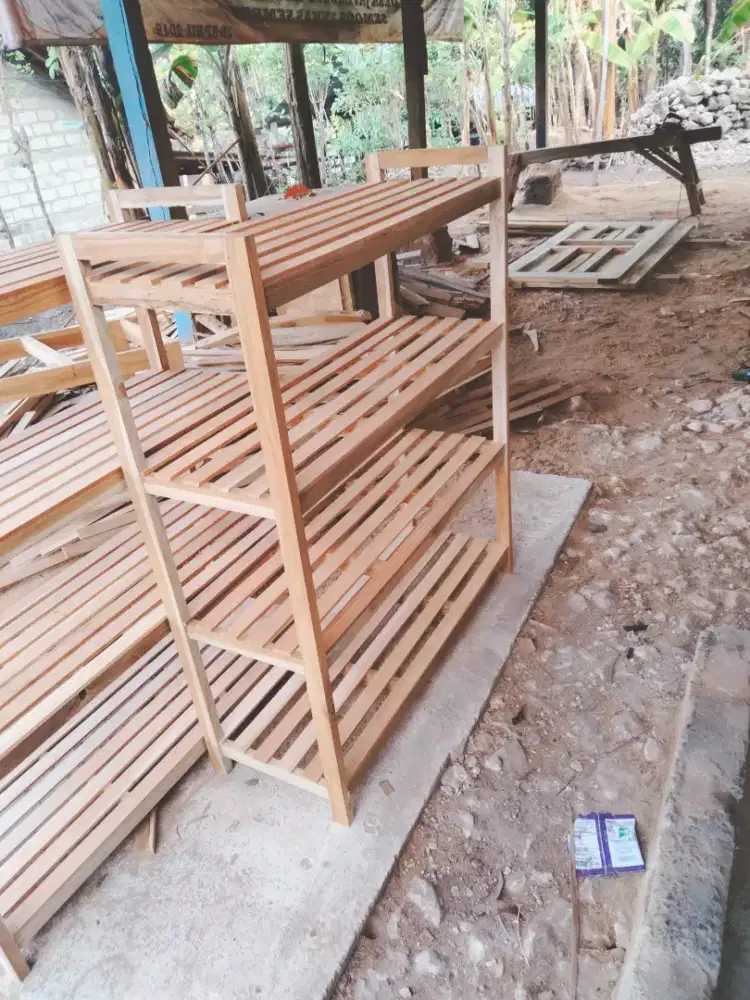 Rak kayu 4 susun serbaguna