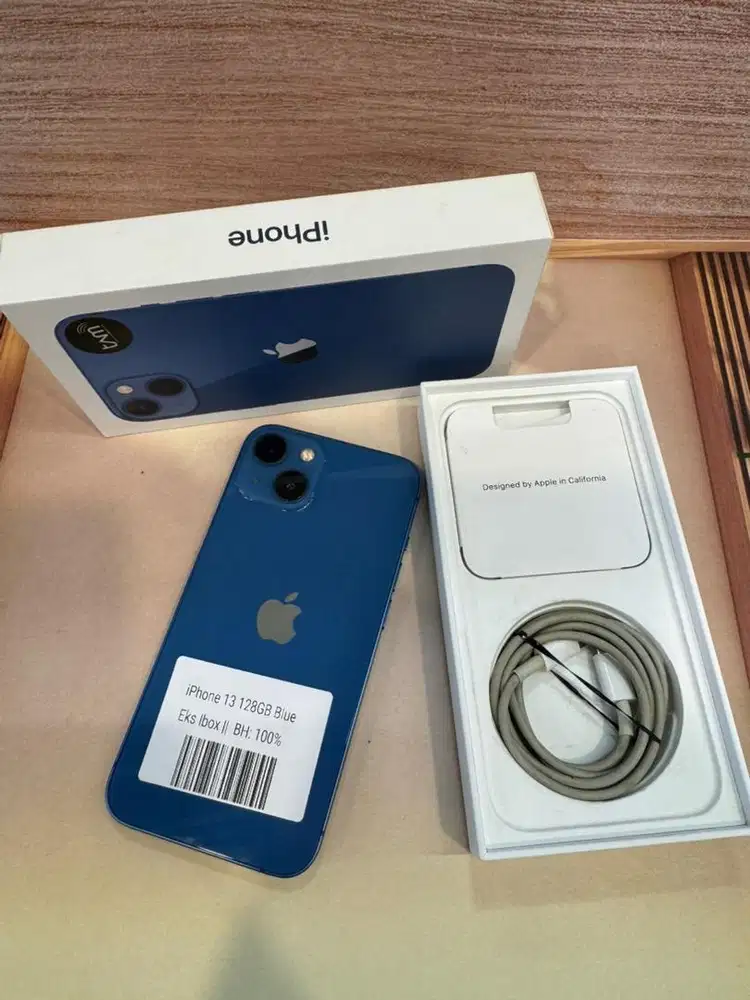 iPhone 13 128 ibox blue bh 100% lengkap
