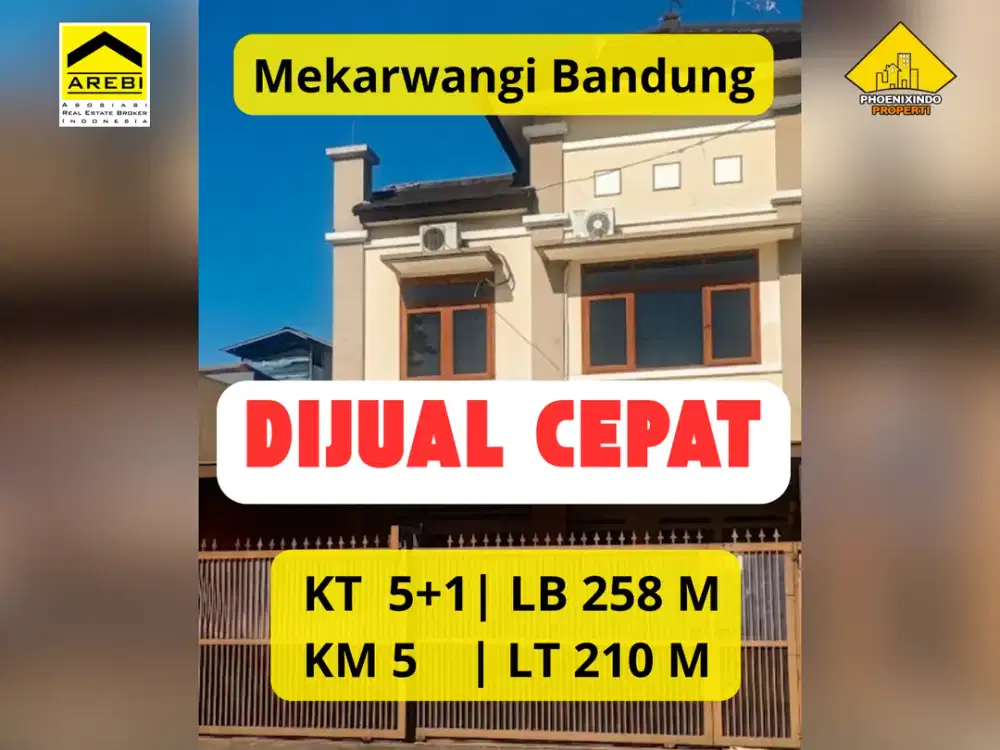 Dijual Rumah Murah di Mekarwangi Bandung LT 210 m² | LB 258 m² | 5+1 KT | Harga Rp 3 Milyar (Appraisal Bank Rp 3,5 M)