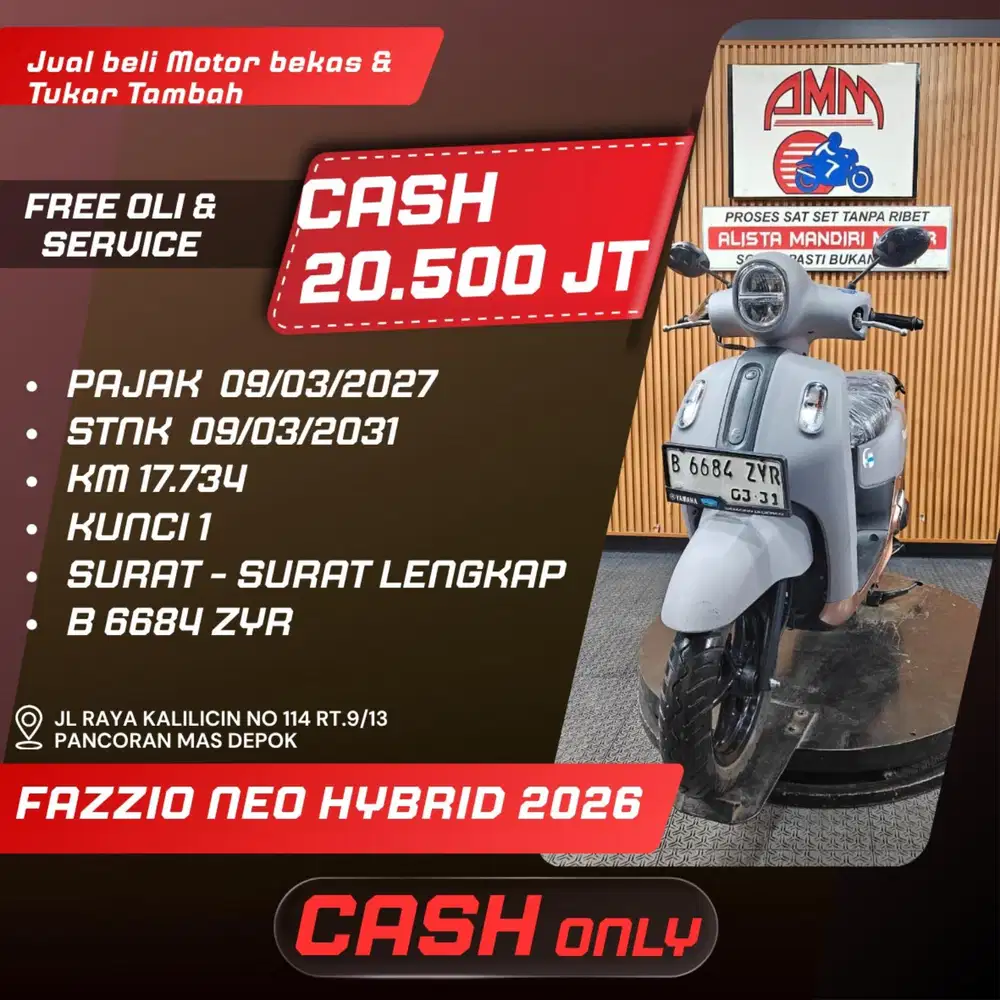 FAZZIO NEO HYBRID 2026 PAJAK HIDUP CASH ONLY ALISTA