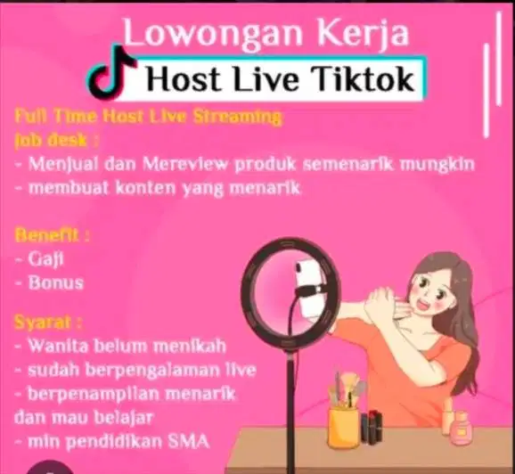 DIBUTUHKAN HOST LIVE WANITA