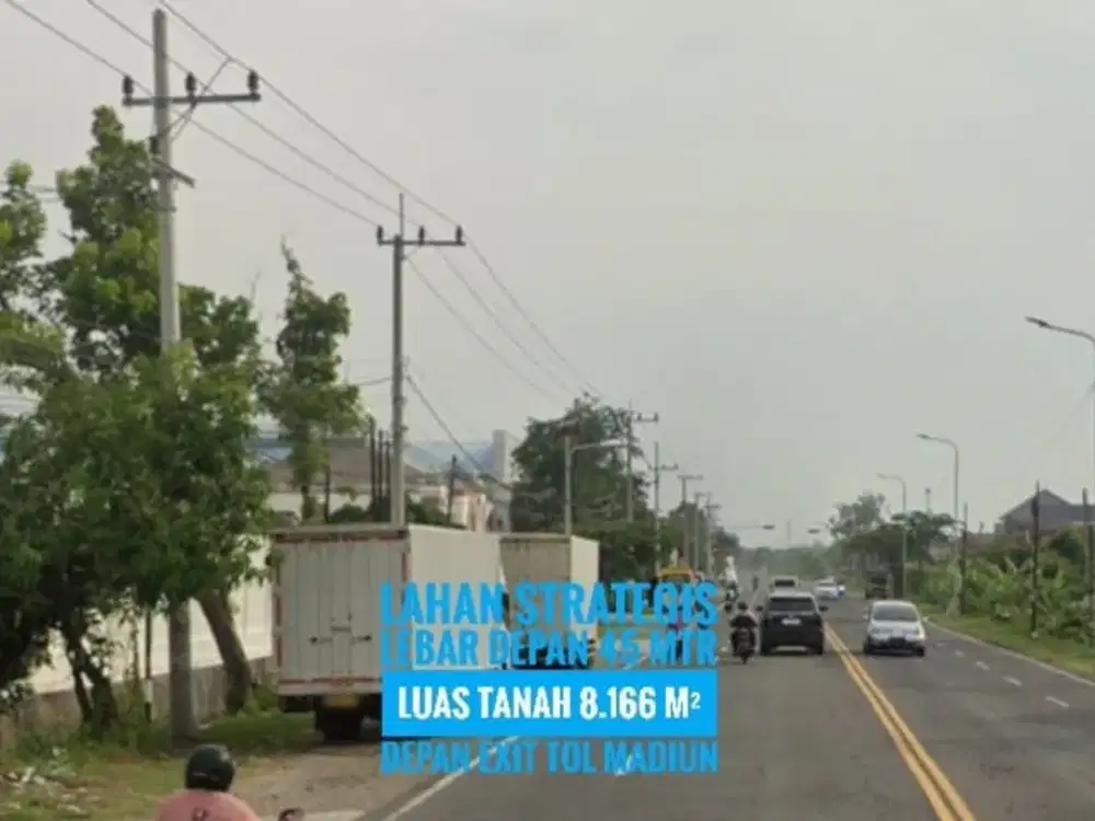 (AD) Tanah LD 45 mtr, depan Exit TOL Dumpil MADIUN, Lokasi Prospektif