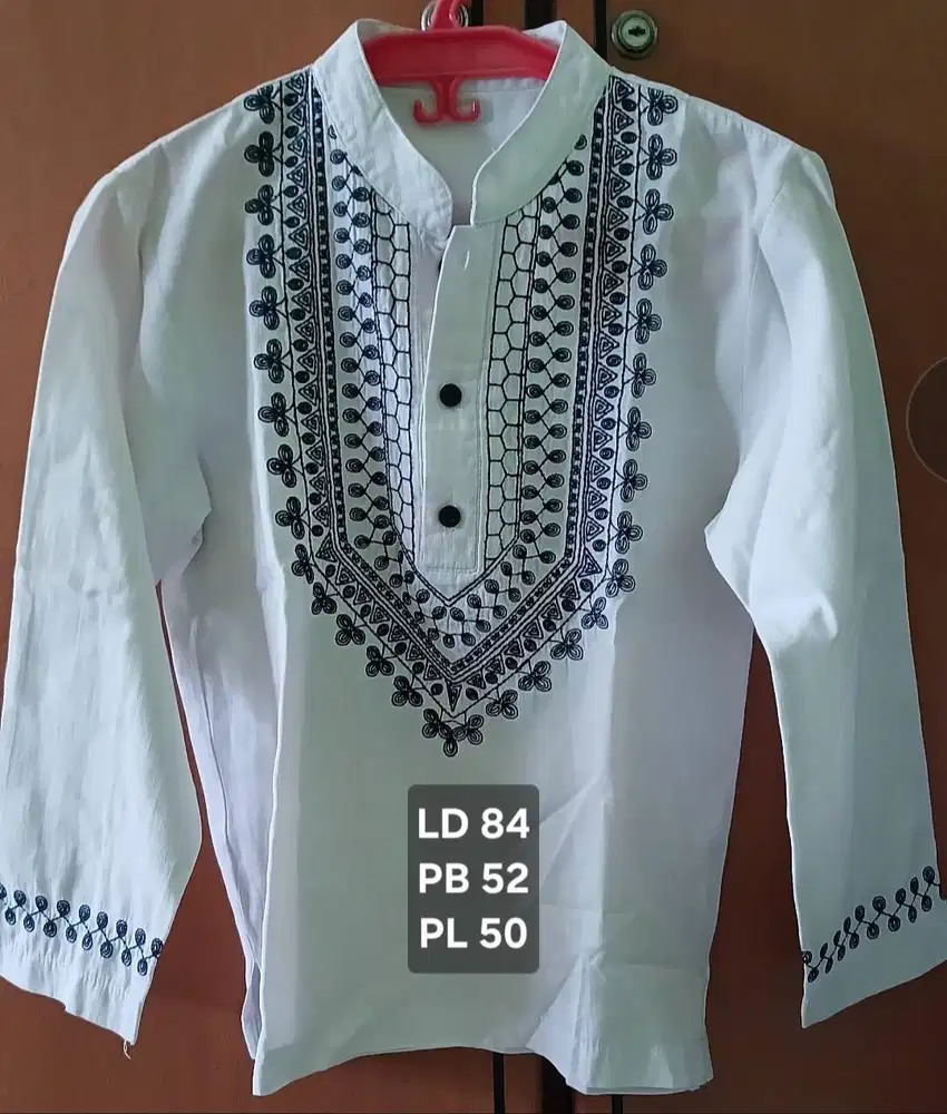 Baju Koko Putih Bordir Biru Anak SD