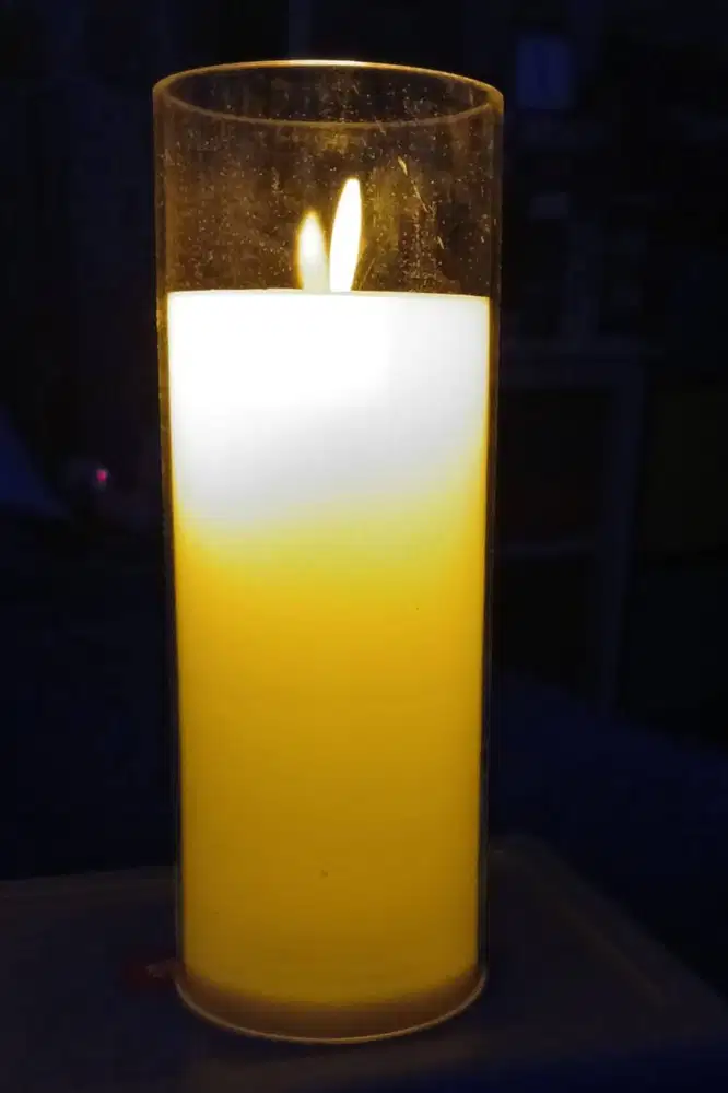 Lampu Lilin LED Gelas Diameter 7.5 cm (Tinggi 20 & 25 cm)