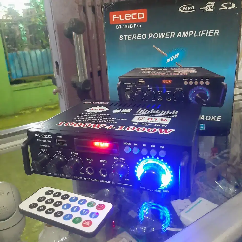 Amplifier Bluetooth karaoke fleco BT198B PRO baru