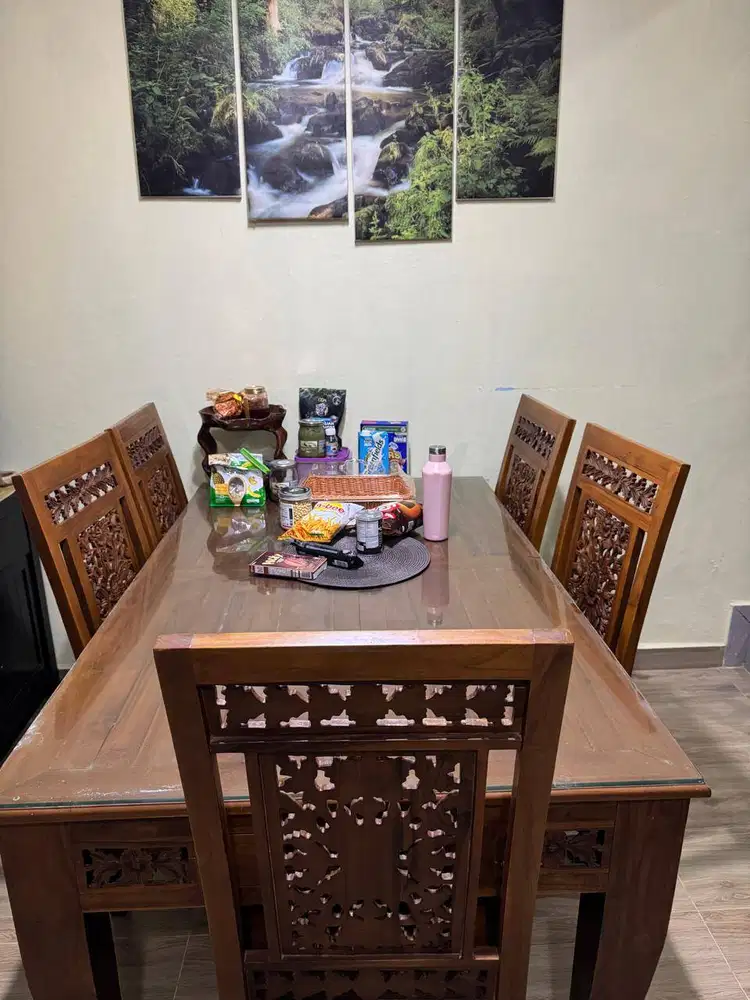 Meja Makan Jati 6 Kursi
