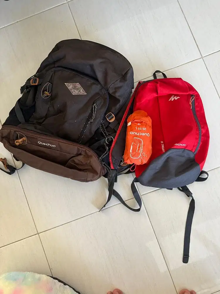 Quechua Arpenaz 20L Cokelat + Bonus Tas Merah & Cover