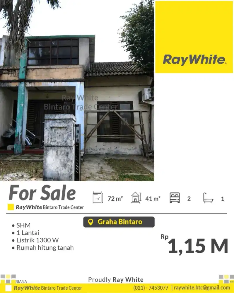 Rumah Perlu Renovasi di Cluster Mahagoni Graha Raya Dekat Tol Parigi