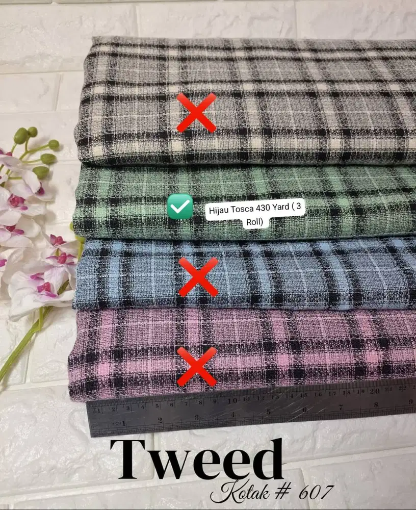 Bahan Kain Tweed Korea Kotak Kotak