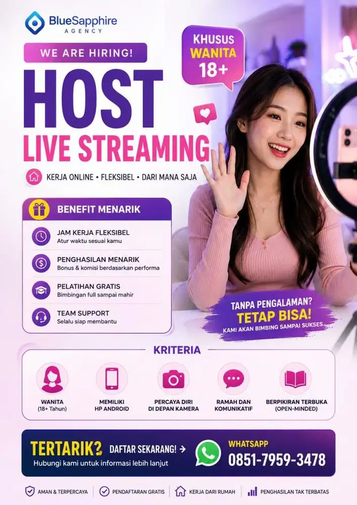 Host Live Chat Wanita | Kerja Fleksibel & WFH